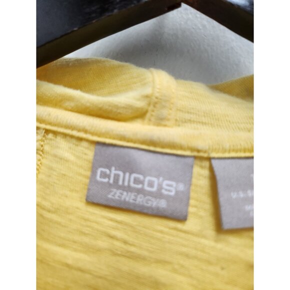 Chicos Zenergy Womens BOHO Hoodie Medium Yellow Full Zip Embroidered Coastal - Picture 3 of 8